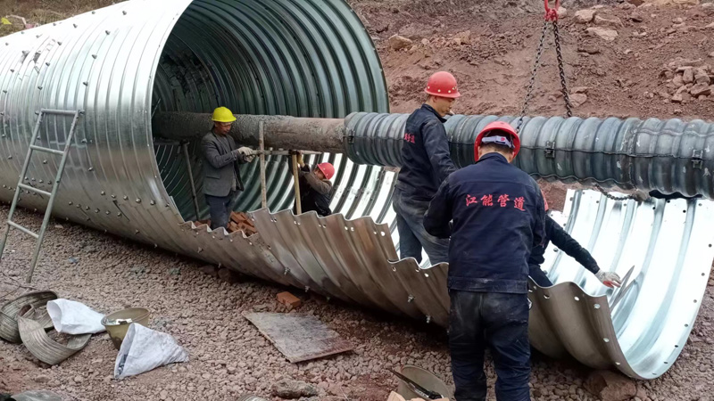 钢波纹管施工现场